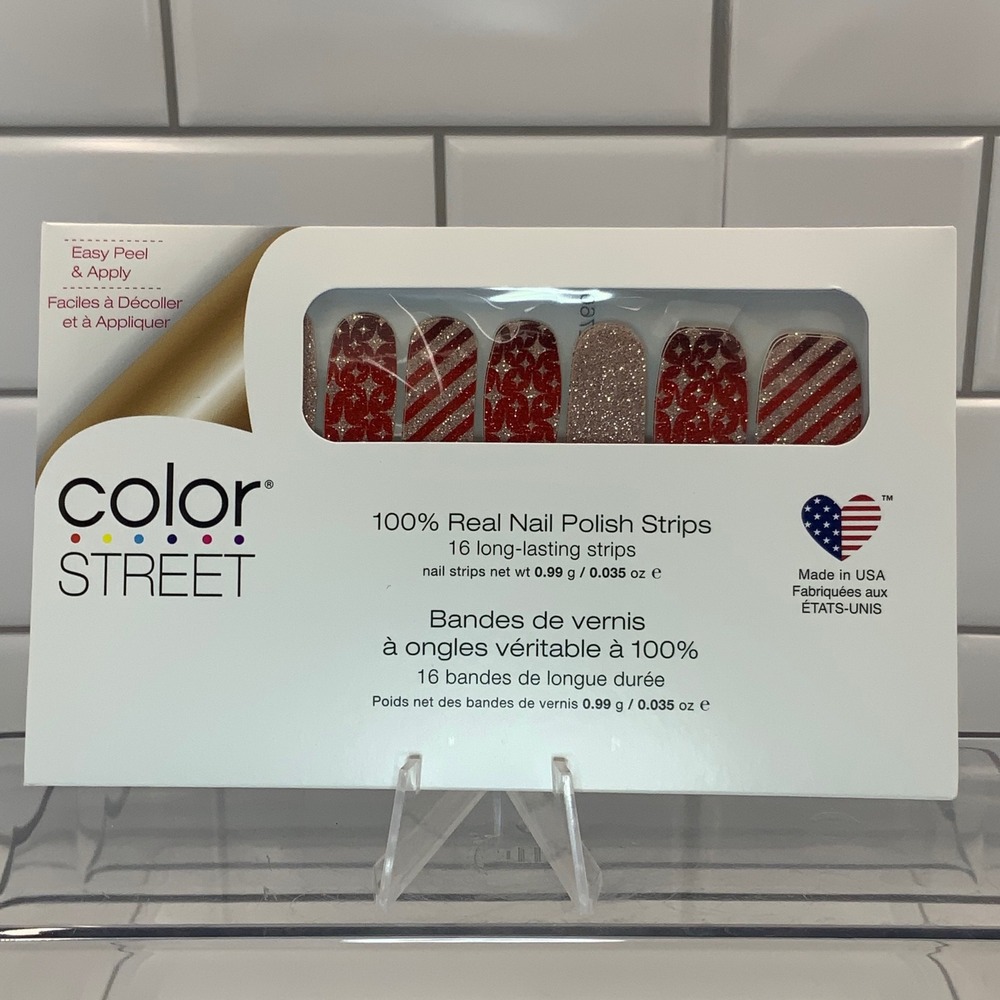 Color Street Wrap it Up FDG335 Nail Polish Strips Red Silver 16 Count Christmas